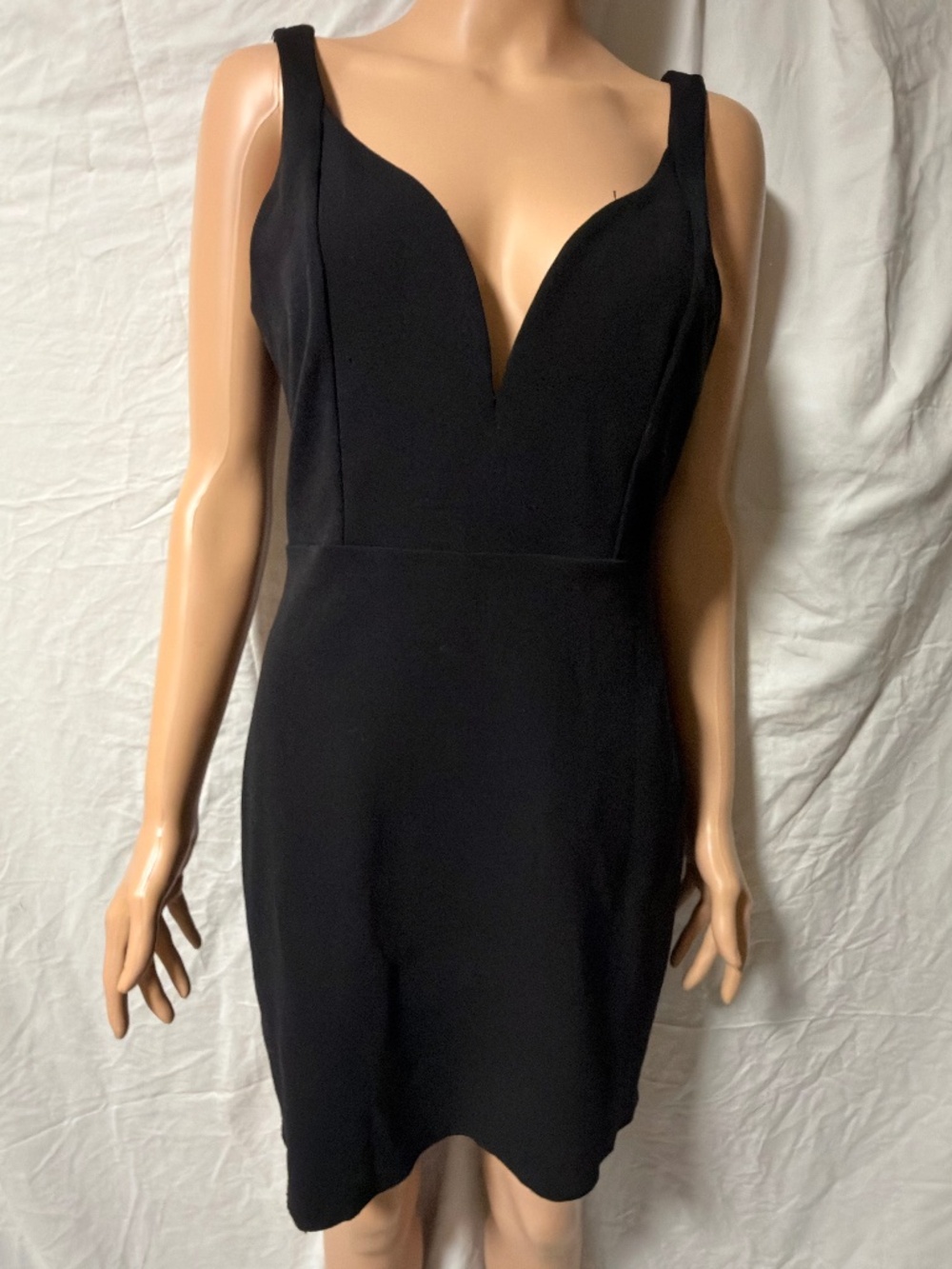 EXPRESS Deep Plunge Backless LBD Mini Bodycon Dress (Size 8)